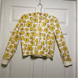 Disney Winnie The Pooh Cropped Pullover Hoodie Womens Medium White